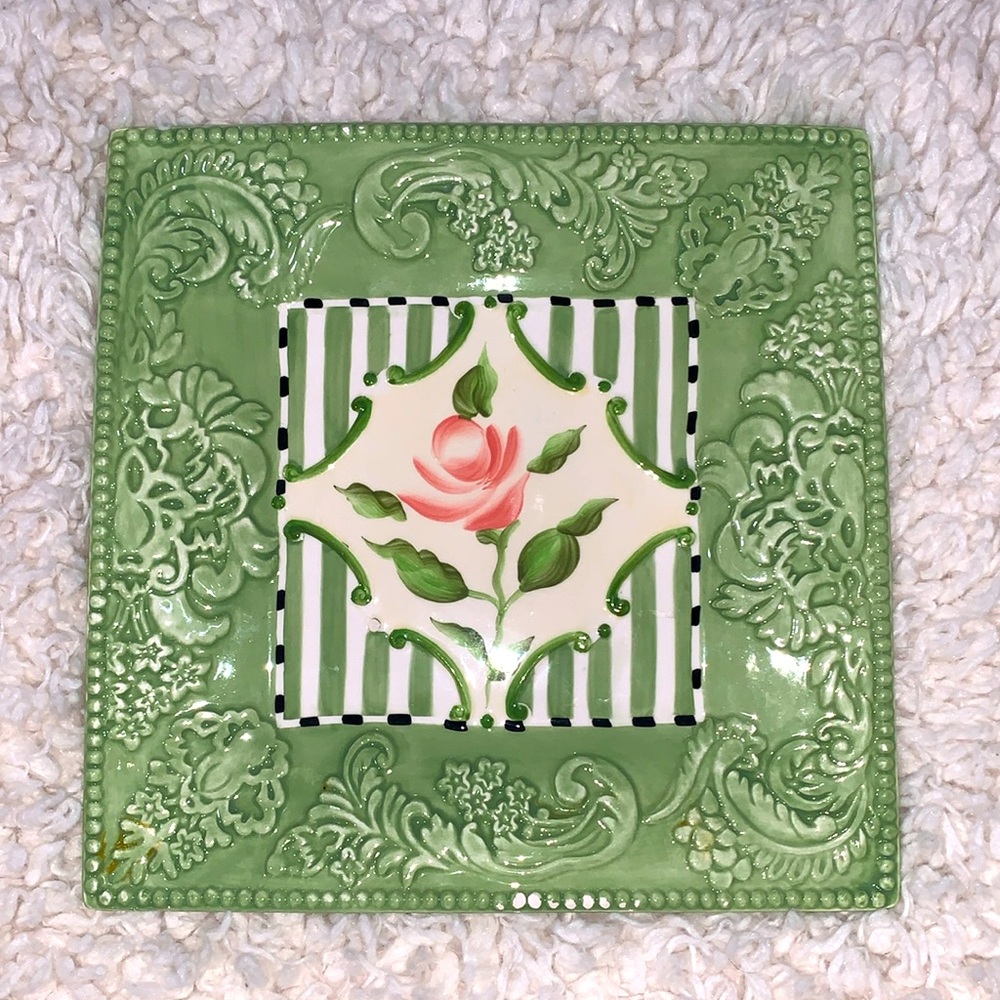 Vintage Rose Hand Painted Silvestri Platter Plate by Kelly Paulk